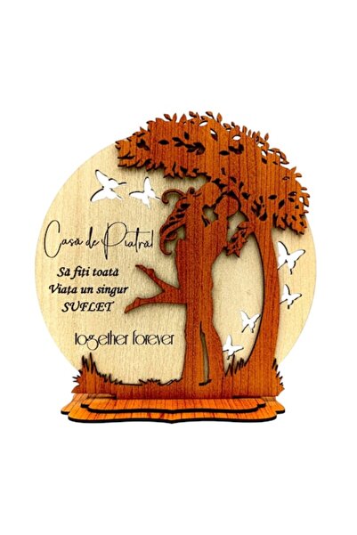 OEM Decorațiune din lemn „Casa de Piatră!” – Cadou de nuntă, 20 cm, Siluetă d...