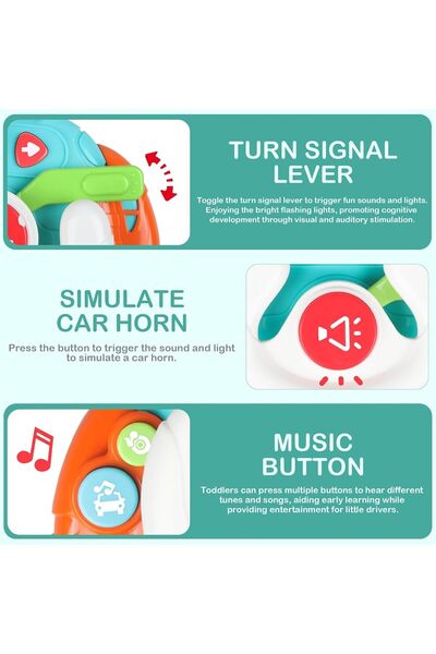 Generic Andanna Baby Montessori Travel Sensory Steering Wheel Toy with Lights & Sounds (1-3 yrs)