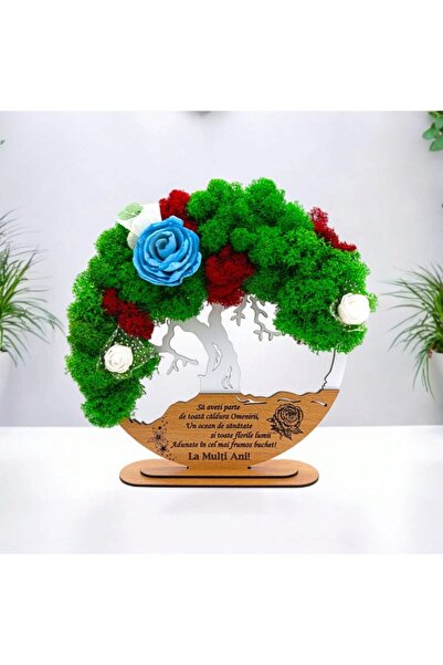 OEM Tree of Life frame with stabilized lichen, personalized message, 20cm, white