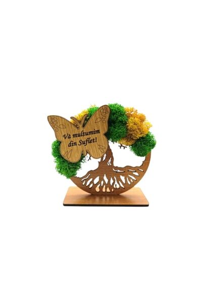 OEM Decorațiune murală Copacul Vieții, mușchi stabilizat galben-verde cu flut...