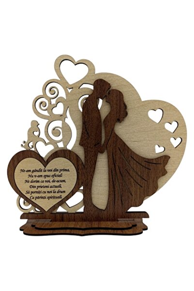 OEM Decorațiune elegantă din lemn pentru invitații la nași – Siluetă de mire ...