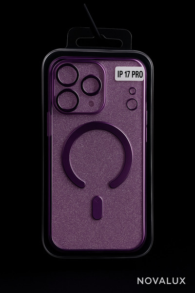 ag glass Husă magnetică glitter pentru iPhone 17 Pro – mov