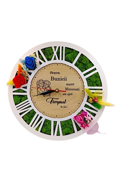 OEM Lichen Wall Clock, Personalized Gift for Grandparents, 30 cm, White
