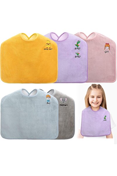 NALACAL 5-Pack Unisex Baby Feeding Bibs — Soft Adjustable Coral Fleece, Absorbent Waterproof with Snap