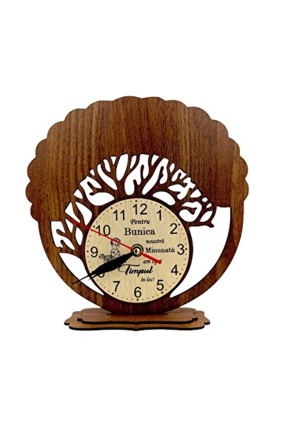 OEM Ceas decorativ din lemn pentru bunica cu mesaj gravat, 25 cm