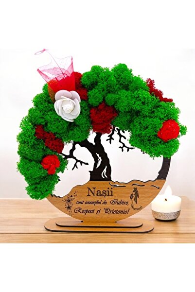 OEM Tree of Life framed art with stabilized lichens, personalized message, model 2, 20cm, black