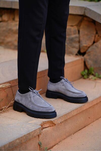 Ahmed Hamdi Bey Mateo Gray Suede Men's Leather Shoes