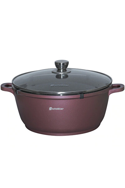 OEM Schmitter pot with lid - Cast Al ceramic saucepan, professional cooking pot, 20 cm, 2.5 L, grey brown