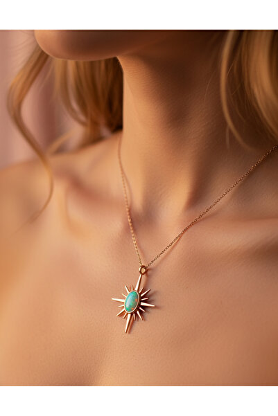 MSMODAM SILVER Opal Taşlı Kutup Yıldızı 925 Ayar Gümüş Kolye