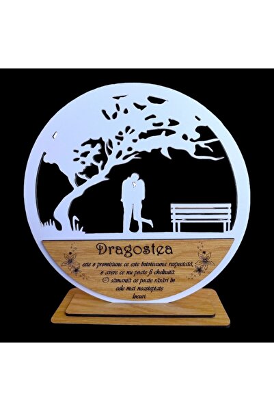 OEM Ramă decorativă „Copac” nefinisată pentru licheni stabilizați, mesaj personalizat, 20 cm, model 4, albă
