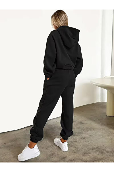 Bozz&Bozz Collection Women's Juicy Crystal Stone Printed Jogger Tracksuit Oversized Sweatshirt Hoodie Tracksuit Two-Piece Set