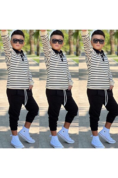 muzur r kids muzur r kids 8/16 Years Old Boy's Collared Full Lycra Bottom and Top Set | Winter Children's Tracksuit Set - Holiday Style