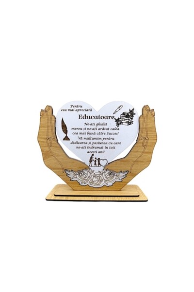 OEM Heart in Hands decorative plaque, personalized message for Educator, 'For the most appreciated Educa