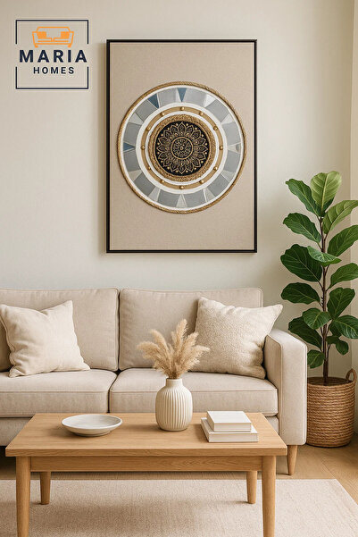 MARIA HOMES 3D Mandala Wall Art – Luxury Round Decorative Panel in Gold and Silver 120×80 cm