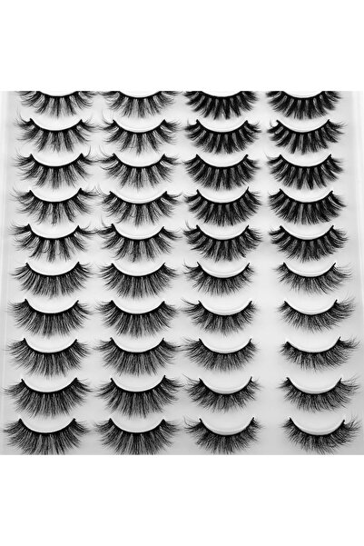FANXITON 20 Pairs False Eyelashes 4 Styles Fluffy 3D Volume Faux Mink Lashes