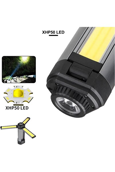 NEONI Rechargeable LED Camping Work Light with Tripod Stand, 360° Foldable, Digital Display, Dimmable, 60