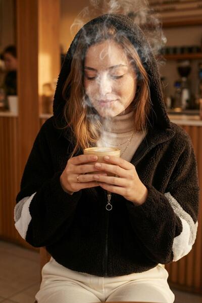 Mossta Hooded Zippered Plush Cardigan