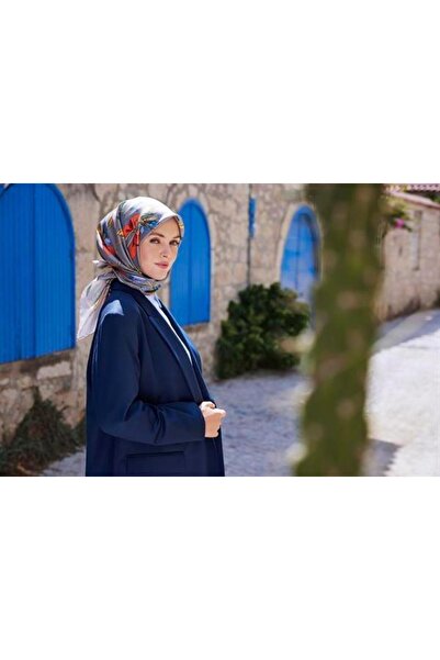 Belli Eșarfă din mătase twill - 4037-02 Albastru Portocaliu