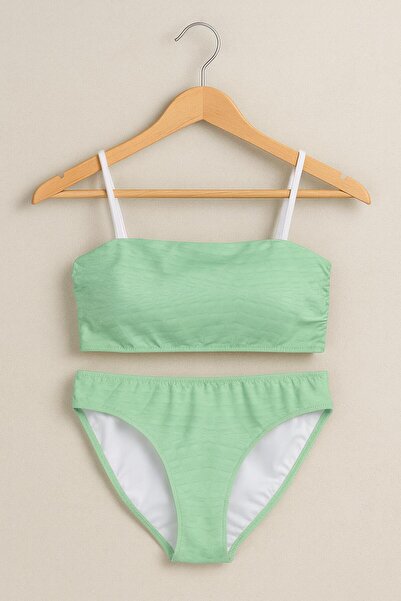 RAPAPA Women's Mint Green Strappy Bikini Set – Two Piece – Textured Swimwear Fabric 1440-1Y