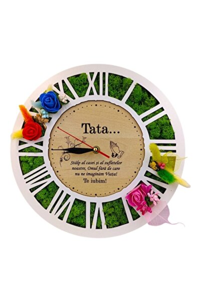 OEM Ceas de perete Lichen, cadou personalizat cu mesaj pentru tată, 30 cm, alb