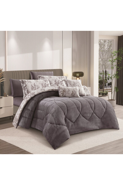 HOURS Horse double-sided fur and velvet winter bedspread suitable for a 200x200cm double bed, 8-piece set (Casey-04)