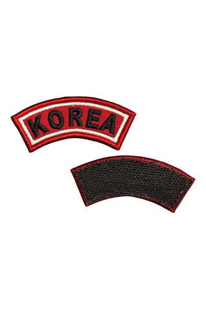 Ex Patch Red Background Korean Lettering Embroidery Patch Peç - 7X2.5 cm