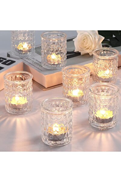 AZONEE Votive Candle Holders, 12pcs Clear Glass Tealight Candle Holders