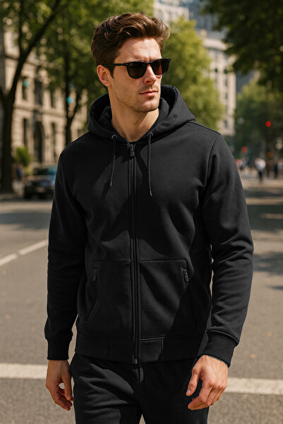 REMSA Men's Hooded Single Top Jacket Reu-25723 Black