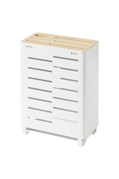 Generic Knife Holder – Bamboo/White | Stylish & Space-Saving