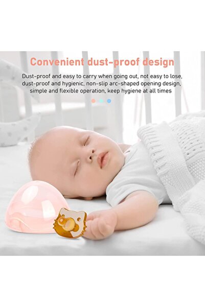 X SPRING 4-piece Pink Pacifier Storage Case, BPA-free Transparent Holder