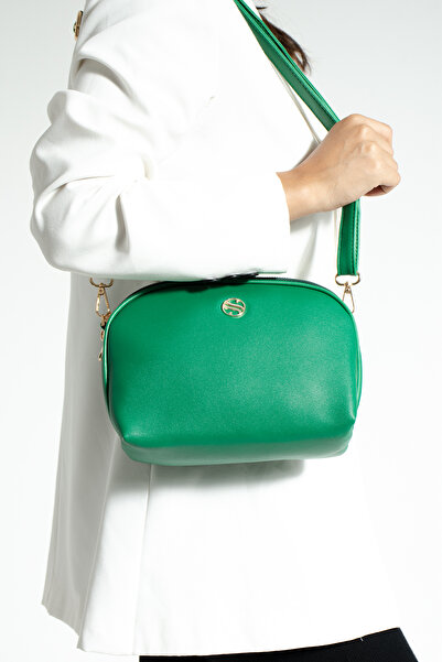 Morpelikan Women's Cross Strap 3 Compartment Double Metal Zipper Gold Accessory Shoulder Bag