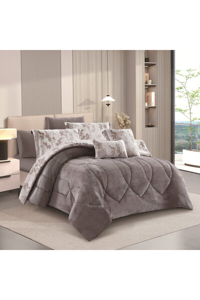 HOURS Horse double-sided fur and velvet winter bedspread suitable for a 200x200cm double bed, 8-piece set (Casey-05)