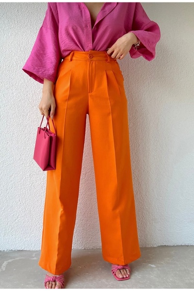 DİLA BOUTIQUE Turuncu kumaş palazzo pantolon
