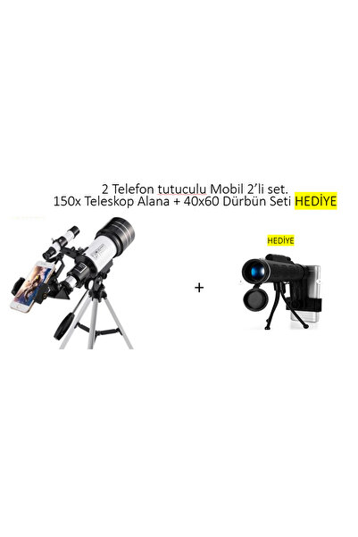 İMGESEL Mobil Telefon Tutuculu 150x Teleskop Alana + 40*60 Dürbün HEDİYE ( Uz...