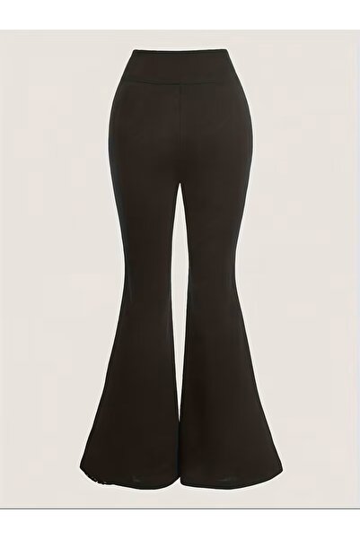 CRNSSWİMWEAR Women's Black Flared Leg High Waist Tightening Tights