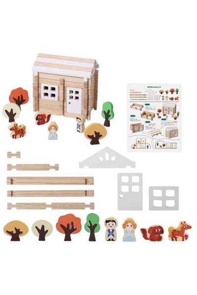 MATTELOT TOYS Set 75 piese de construit din lemn, Mortise and Tenon, + 3 ani