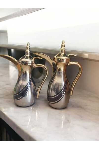 Alsaif Gallery High-quality, break-resistant pressure thermos set featuring two layers of stainless steel, available in 1 liter and 0.80 liter capacities.