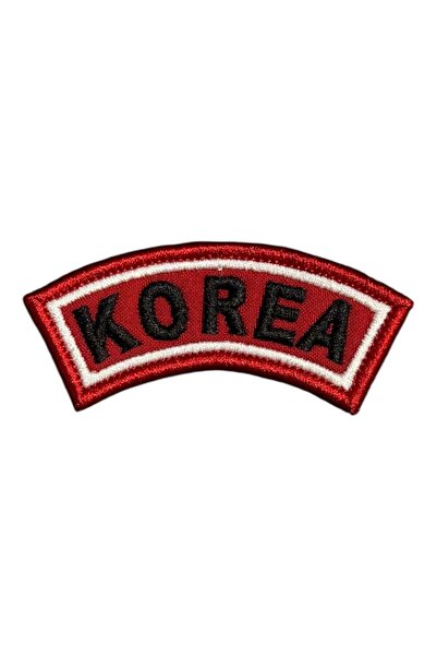 Ex Patch Red Background Korean Lettering Embroidery Patch Peç - 7X2.5 cm