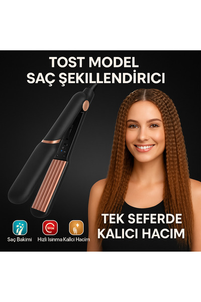 Teknoşık Tost Model Hair Styler 220 ° C Ceramic Coating Fast Heating 360 ° Rotary Cable Tongs