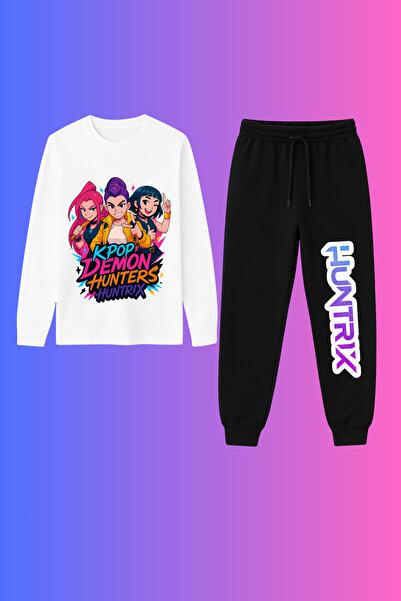 MECH BUTİK K-Pop Demon Hunters Hunterix cu imprimeu Set de pantaloni de trening cu mâneci lungi bumbac moale set