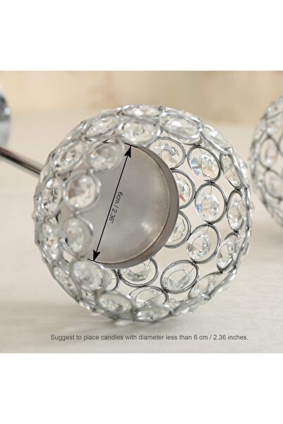 VINCIGANT Crystal Hurricane Candle Holder Silver Candlestick Set of 2