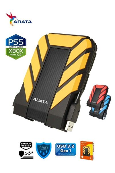 Adata HD710 Pro DURABLE 2TB External HDD - Shockproof Waterproof - Yellow