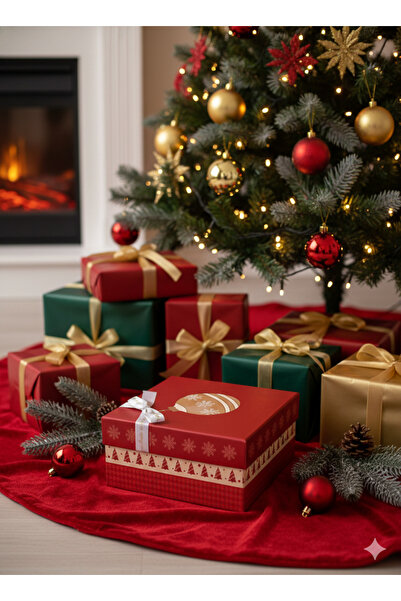 DODOMAR صندوق هدايا مربع من سورين رقم: 5.5، مقاس 22.5×22.5×11 سم - علبة هدايا زخرفية لرأس السنة الجديدة