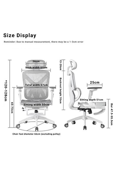 mumtaz sa Grey Ergonomic Computer Chair, Office Desk Chair with Adjustable Height & Hollow Back Support