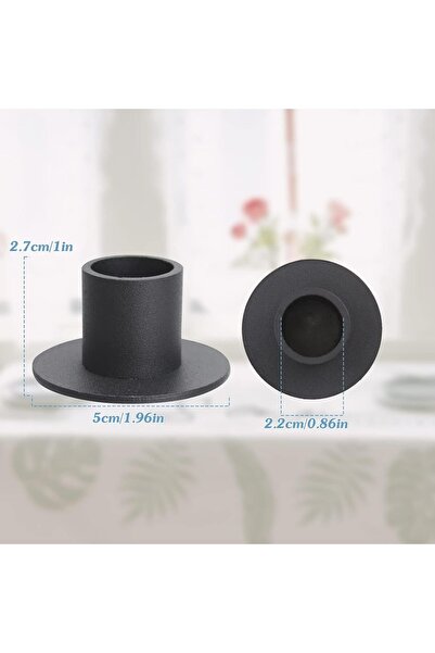 BIGTHREE 4pcs Retro Black Iron Taper Candle Holders (Vintage Round)