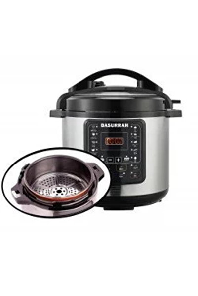 BASURRAH قدر ضغط كهربائي 8 لتر مع شبك مندي 1200 واط