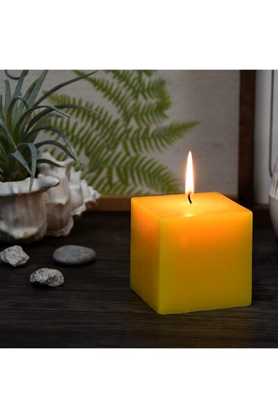 Zest Candle Pillar Candle, 3 by 3-Inch, Yellow Square