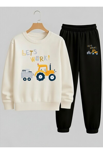 LORVEX Trening pentru băieți alb tricou - Set trening cu guler rotund LETS WO...