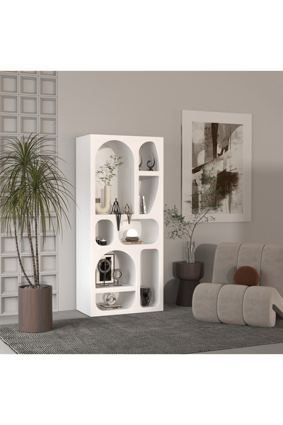 klubeconcept Modern Organik Niş Kitaplık Dekoratif Heykelsi Raf Ünitesi