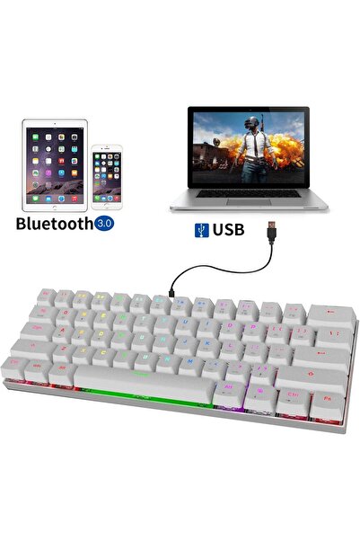 MOTOSPEED CK62 Mechanical Gaming Keyboard Wired & Bluetooth, 60% Compact, 61 Keys, RGB Backlight, US